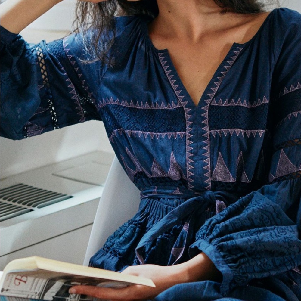 Anthropologie Navy Cotton Dress M